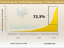 Entwicklung Twitter-Registrierung in Prozent weltweit